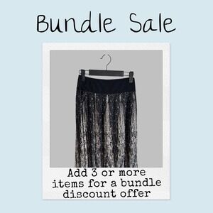 Metrowear Pleated Maxi Skirt Black Tan Feather Print Elastic Waist Size L